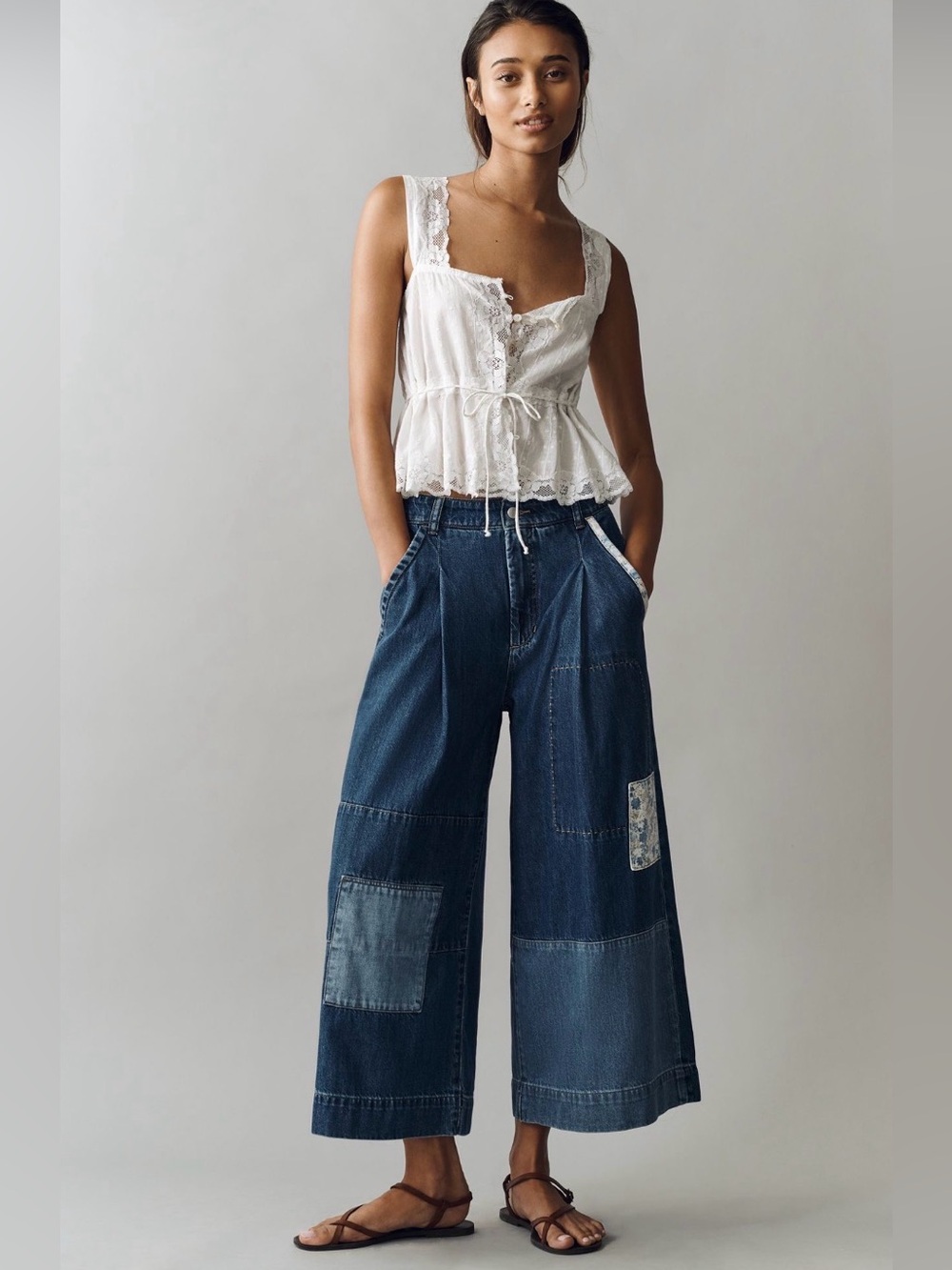 NWT Pilcro Anthropologie Positano Patchwork Denim Jeans Small
